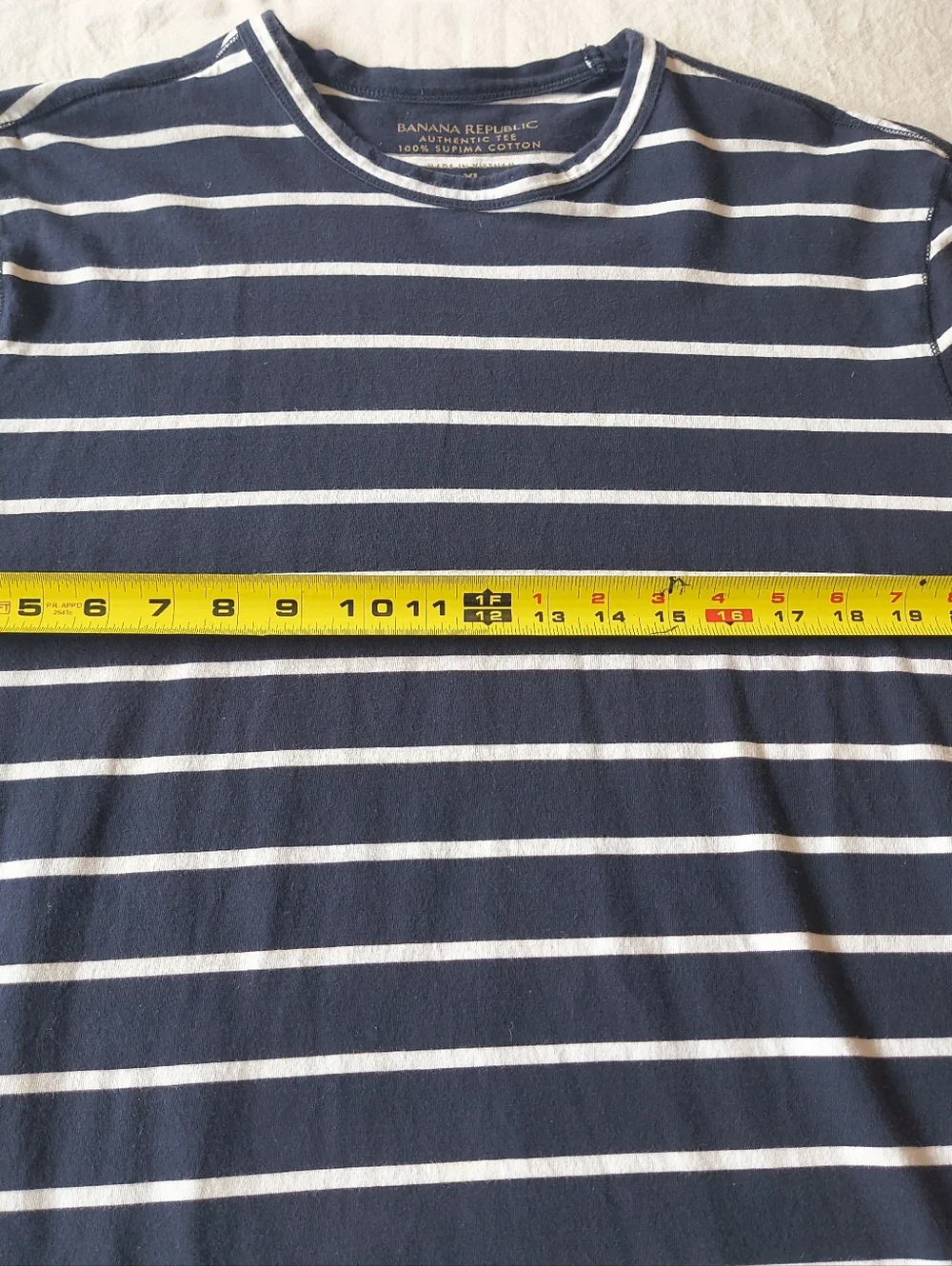 Banana Republic Navy and White Striped Crew Neck Tee Size Xl